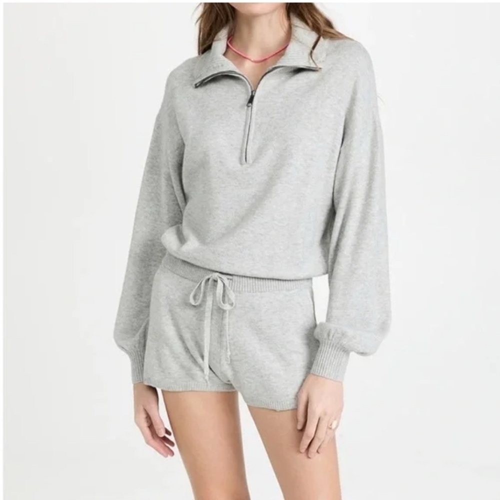 Spiritual Gangster Funnel Neck Romper jumpsuit shorts pockets  Grey size small